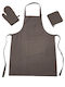 Melinen Küchenschürze mit Topflappen Braun 28x18cm 20005241 3Stück