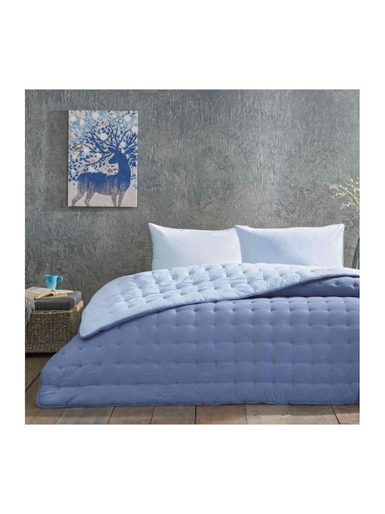 Tac Set Pilotă Semi-dublu cu Umplutură Microfiber 195x215cm Albastru 6buc