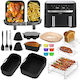 Set 19 Accesorii Tefal Ey9018 Dual Easy Fry 5 Air Fryer 2/3 1 L Tăvi Din Silicon Suporturi Clești Forme Pentru Brioșe Tavă Pentru Pâine Multifuncțional