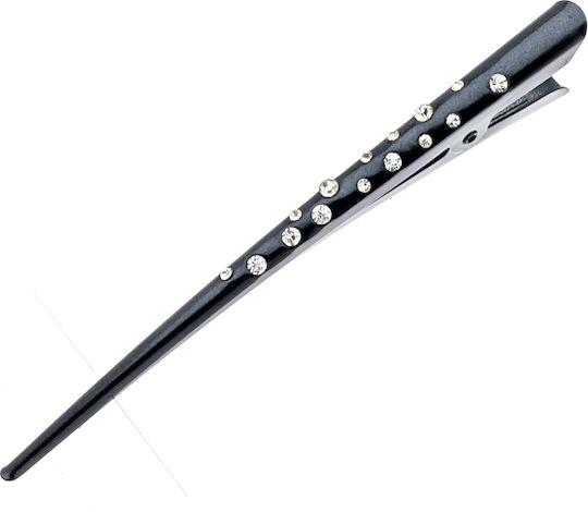 Large Metal Clip Decorated with Rhinestones 7 Colours Black