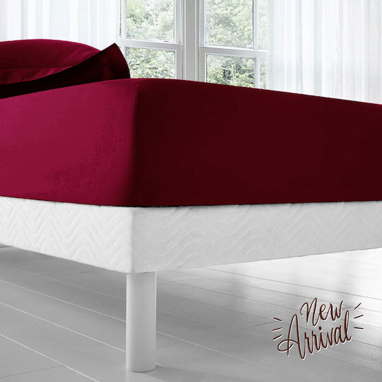 Isadore Lorraine Cearșaf Single cu Elastic 100x200+30cm. Love Your Bed Deep Bordeaux 101