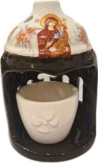 Ceramic Vigil Oil Lamp Glass Light Bicolor Ceramic Vigil Oil Lamp Glass Bicolor White Dark Brown Vigil Oil Lamp Dimensions Diameter × Height 10.5 × 17.5 Cm