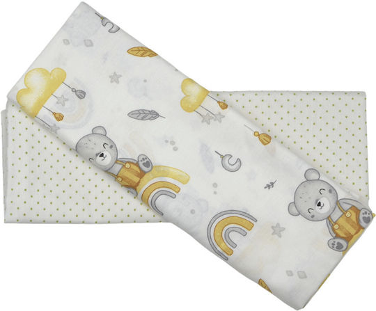 Ninetta Bebe Комплект Бебешки Чаршафи За Количка Памучни Жълти 2бр