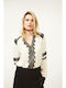 Damen Bluse mit V-Ausschnitt Ecru