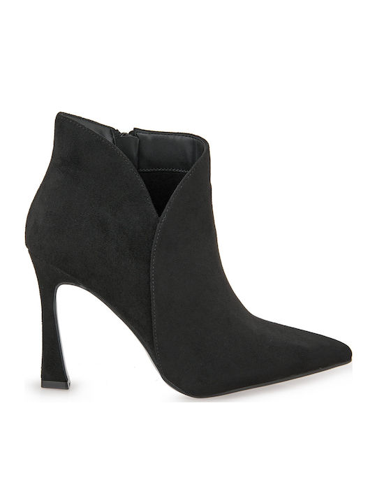 Seven Suede Γυναικεία Μποτάκια Μαύρα