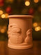 Soy Christmas Candle 9x9cm with Melomakarono Scent in a Jar with Snowman Design