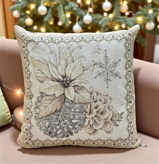 Linea Home Christmas Decorative Square Pillowcase Beige 45x45cm