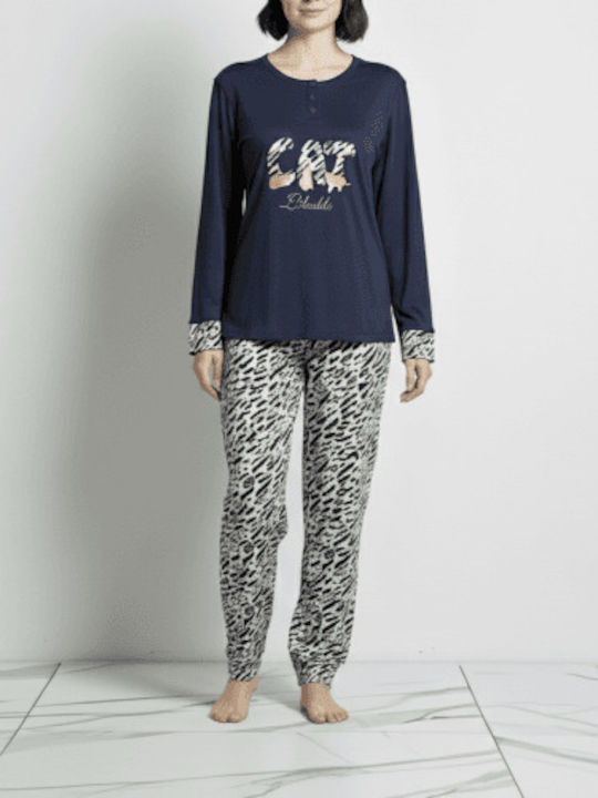 Cool Set Pijamale pentru Femei Albastru marin