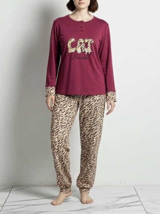 Cool Set Pijamale pentru Femei Burgundy