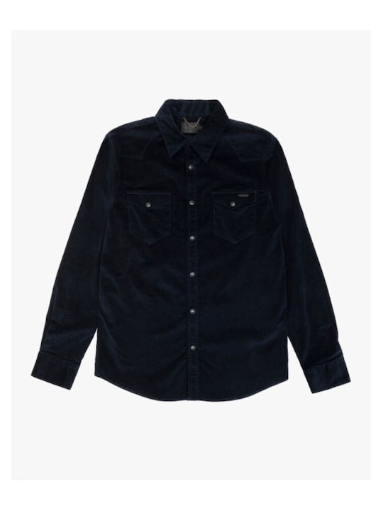 Gianni Lupo Long-sleeved Corduroy Shirt Navy