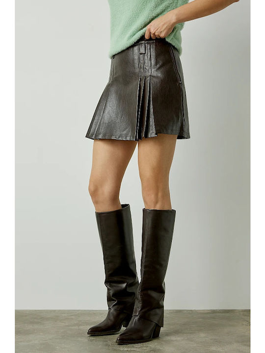 Δερμάτινη Mini Φούστα Black