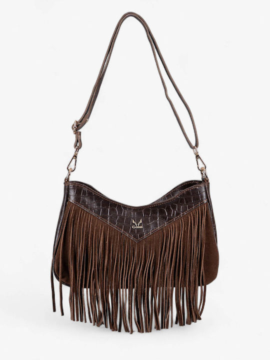 Leder Damentasche Schultertasche Brown suede