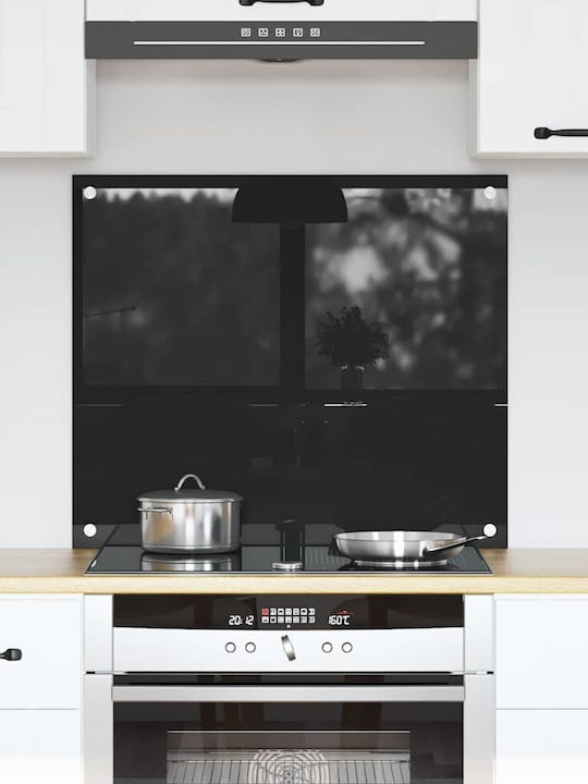 Vidaxl Kitchen Back Panel Black 70 x 60 x 0.8 cm Tempered Glass