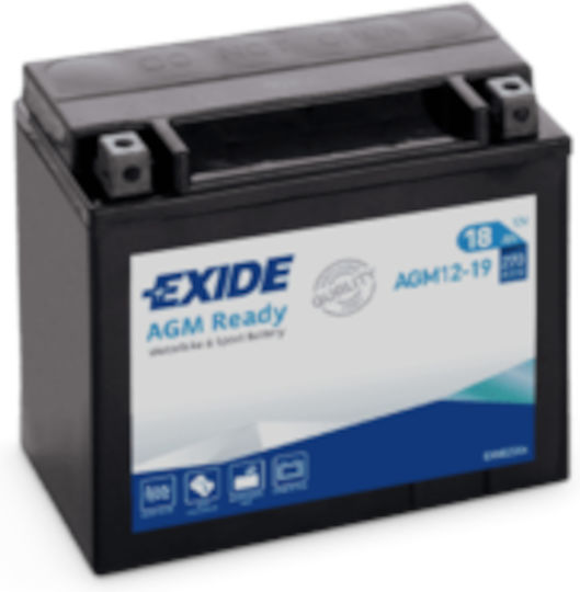 Baterie Pentru Motociclete Exide Agm12-19 12v 18ah