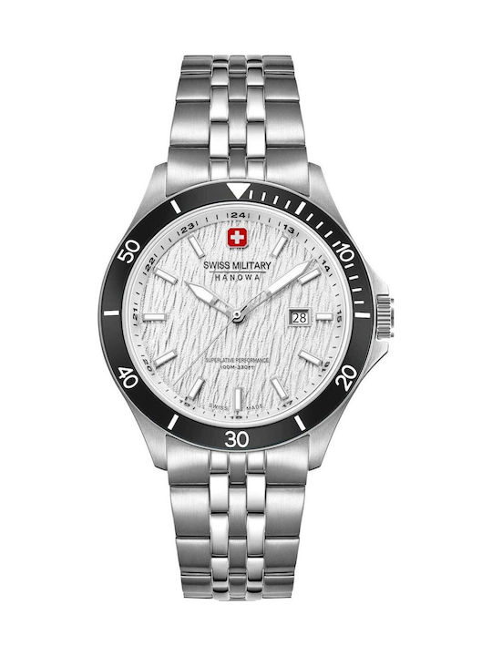 Swiss Military Hanowa Flagship Herrenuhr Mit Batterie Und Silbernem Rostfreiem Stahlarmband