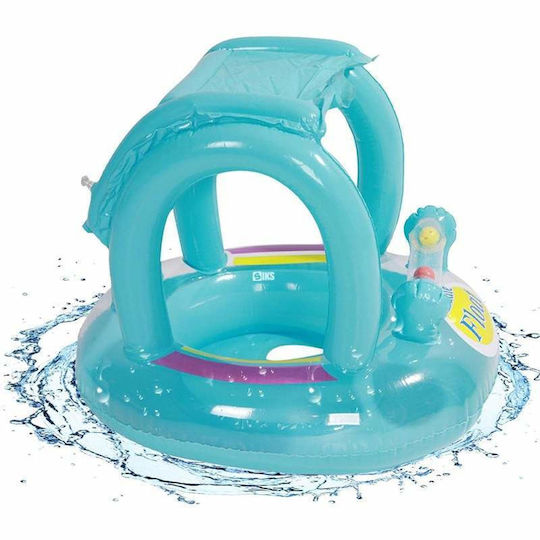 Siks Colac Gonflabil Pentru Bebeluși Cu Copertină Funcție Anti-răsturnare Inel De Înot Diametru 62 Cm Înălțime 66 Cm Albastru