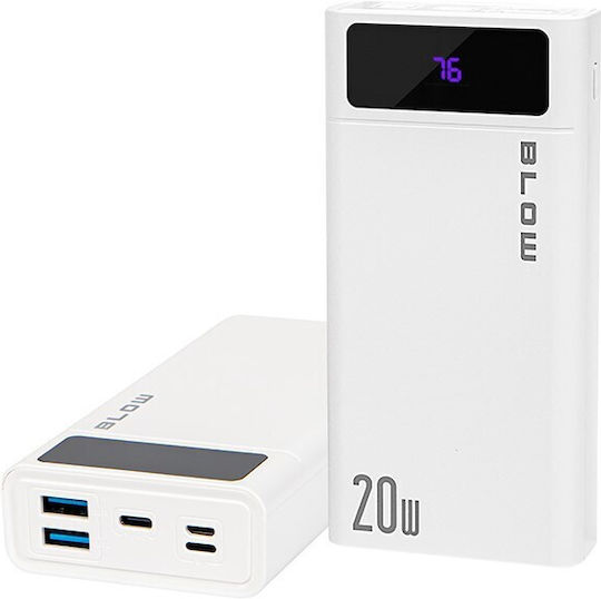 Blow PB20E Solar Power Bank 20000mAh 20W mit 2 USB-A Ausgangsanschlüsse und USB-C Ausgangsanschlüsse Weiß