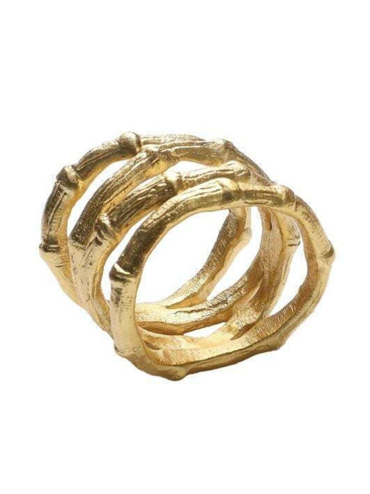 Kim Seybert Metal Napkin Rings Bamboo Shape Gold Set of 4 Pieces 5.71x3.80x4.45