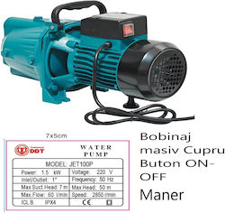 Jet100p Oberflächenwasserpumpe 1,5kw Sauberes Wasser 60l/min 50m 1" Ein/Aus-Schalter Schwerer Kupferwickel Jet100p Oberflächenwasserpumpe 1,5kw Sauberes Wasser 60l/min 50m 1" Ein/Aus-Schalter Schwerer Kupferwickel