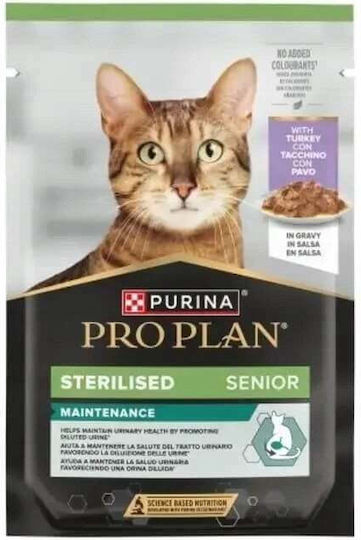 Nestle Pro Plan Sterilised Υγρή Τροφή για Ηλικιωμένες Γάτες σε Φακελάκι με Γαλοπούλα 85gr