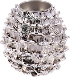 Silver Pinecone Resin Candlestick 8.5x8.5x9cm