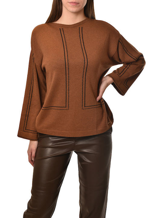 Damen Pullover Amber Brown/black