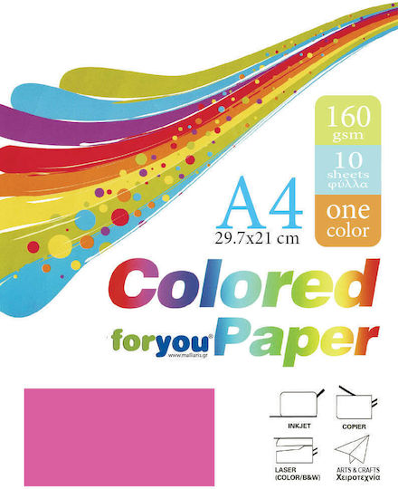 Hârtie Fuchsia A4 160gsm 10 Foi You