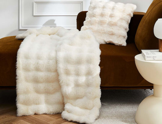 Douceur d'Intérieur Κουβέρτα Fleece Ημίδιπλη 180x220εκ. White