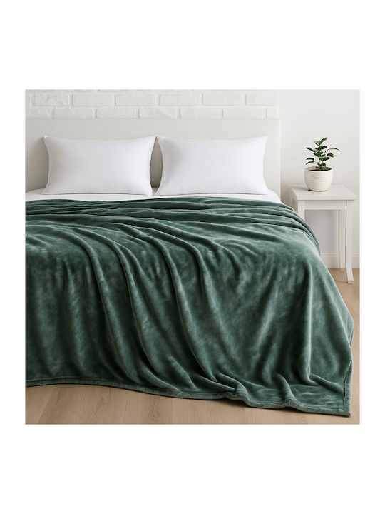 Astron Italy Κουβέρτα Βελουτέ Υπέρδιπλη 220x240εκ. Olive 2837-20920