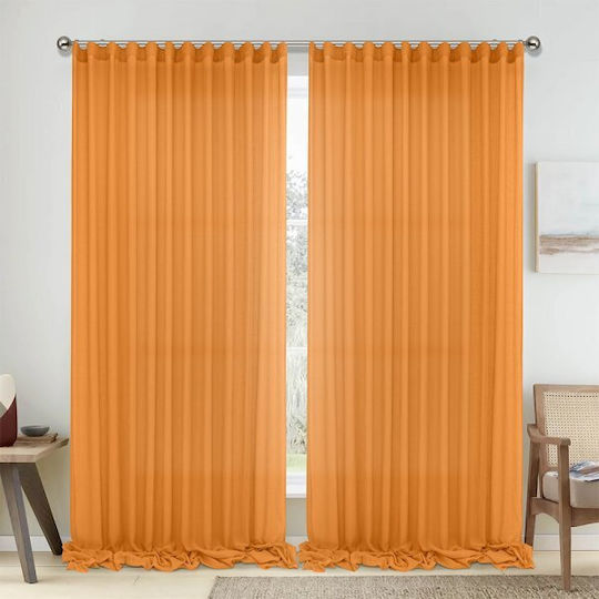 Lino Home Κουρτίνα με Τρέσα Πορτοκαλί 150x295εκ.