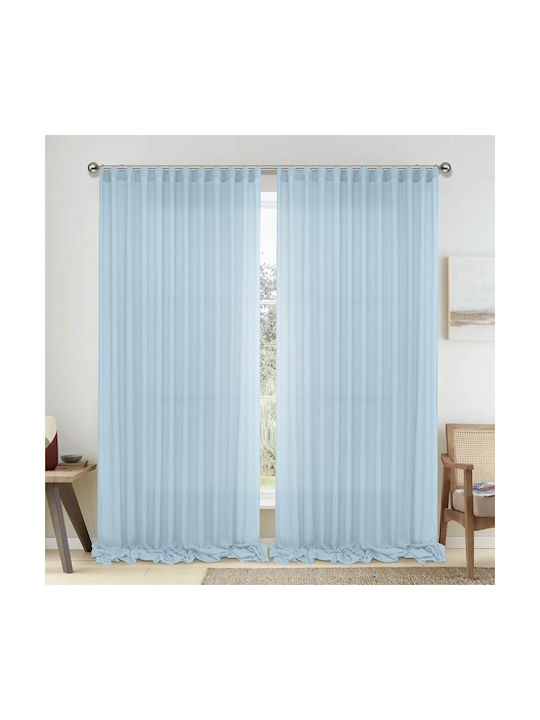 Lino Home Κουρτίνα με Τρέσα Γαλάζια 150x295εκ.