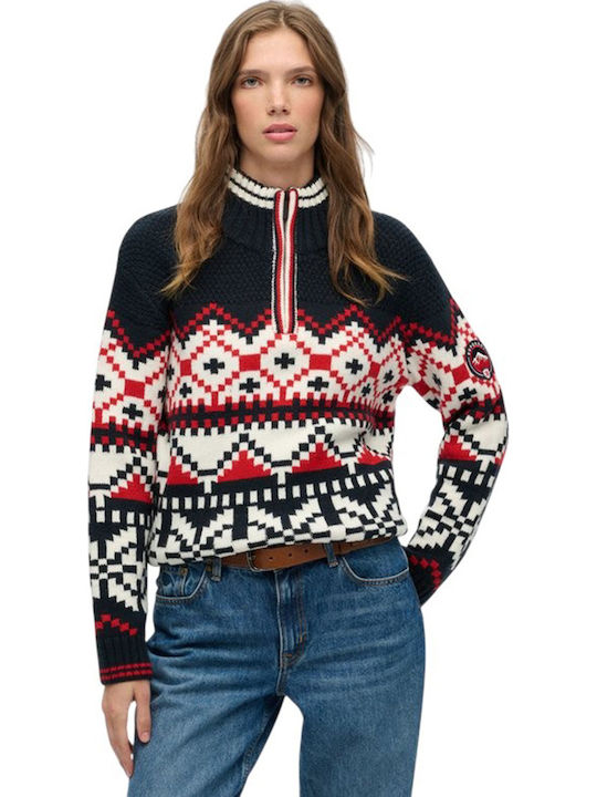Damen Pullover mit Reißverschluss Navy