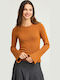 Damen Langarm Pullover Baumwolle Braun