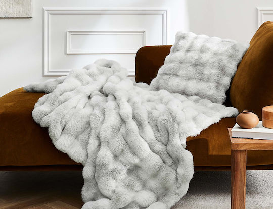 Douceur d'Intérieur Μαξιλάρι Καναπέ από Γούνα Grey 1612843 45x45εκ.
