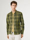 Long-sleeved Corduroy Shirt Checked Khaki