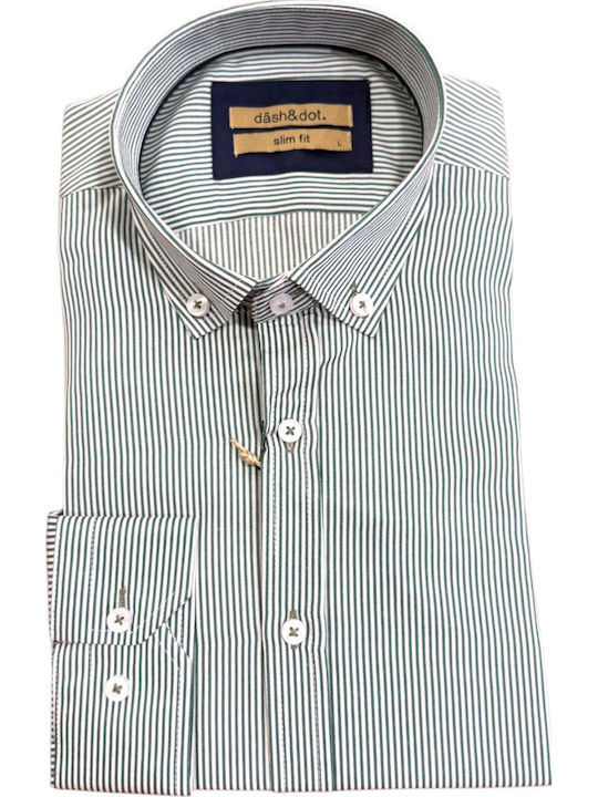 Dash&Dot Long-sleeved Shirt Striped Green