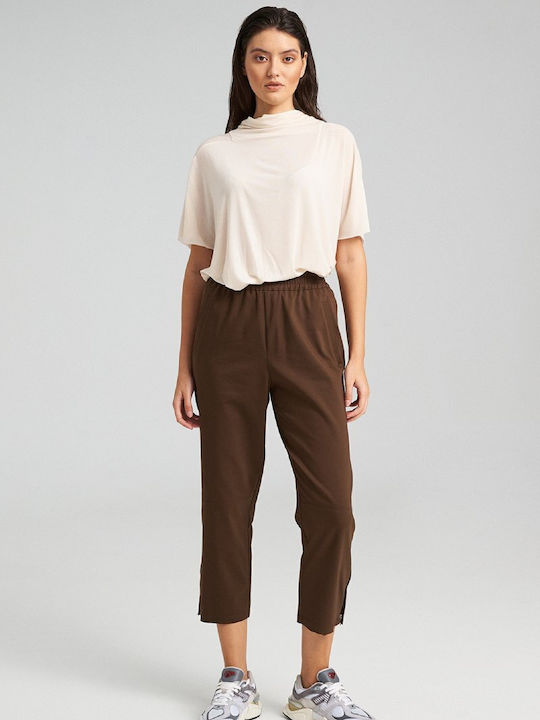 Zoya Women's Fabric Trousers Navy, Brown