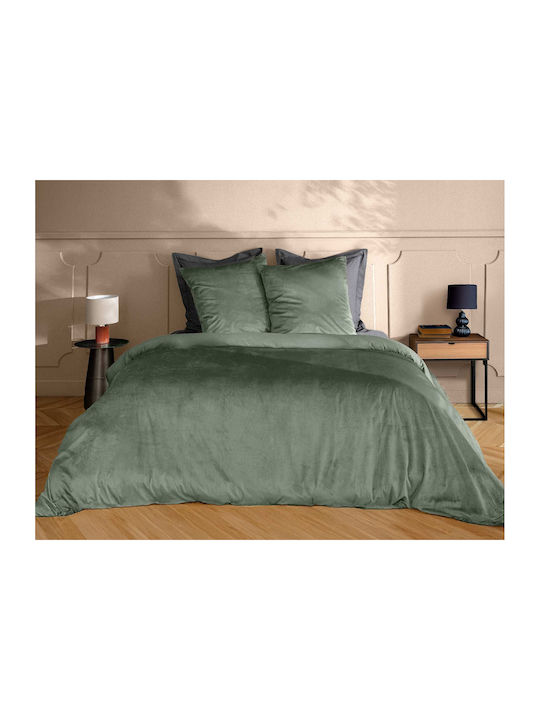 Douceur d'Intérieur Set Duvet Cover 220x240cm King Size With 4 Pillowcases Velina Green