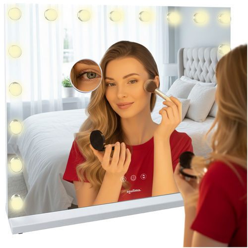 Soulima Makeup Mirror Wall with Light 80x62cm Brown