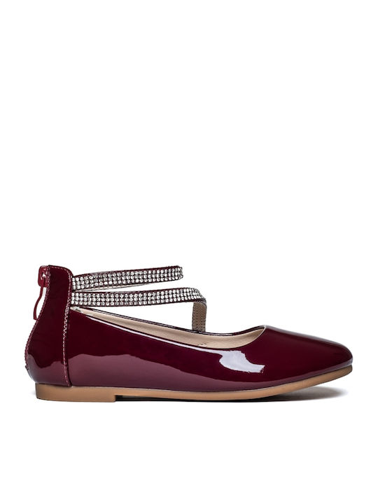 Kids Ballerinas with Elastic Strap Red