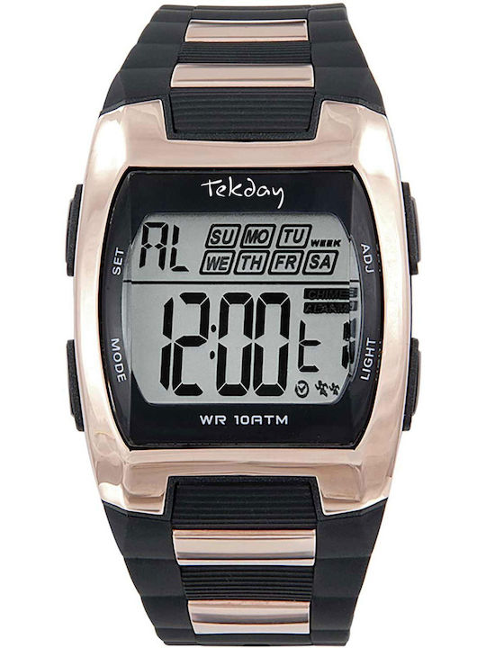 Tekday Digital Men's Watch Chronograph Battery with Black Rubber Strap