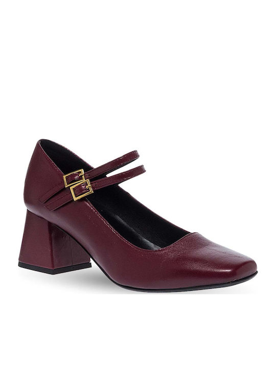 【gu】Maison Marelle / 4y Maison Minrelle Pantofi cu toc cu Curea Burgundy 13232009.M