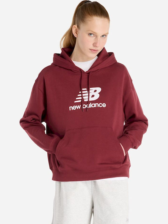 New Balance Γυναικείο Φούτερ με Κουκούλα Μπορντό