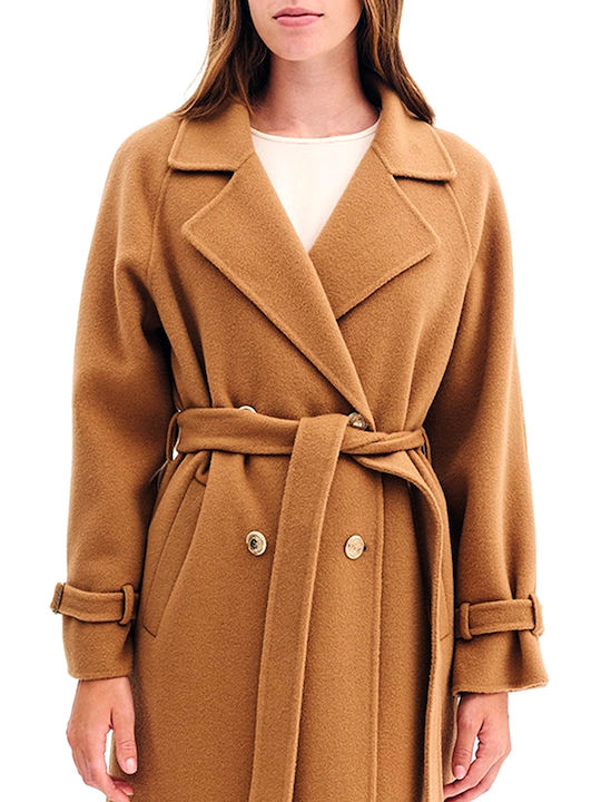 Women's Camel Coat with Belt