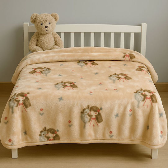 Astron Italy Κουβέρτα Βελουτέ Sweet Girl Μπεζ 160x220εκ.