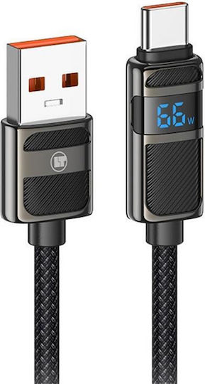 Lamtech Geflochten USB 2.0 Kabel USB-C männlich - USB-A 66W Schwarz 1.2m