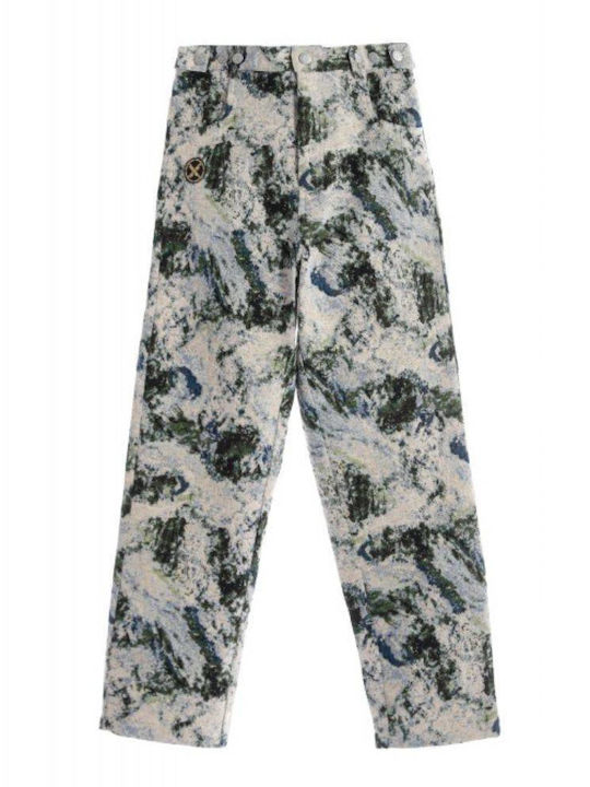 Mod Wave Movement Women's Fabric Trousers Ecru