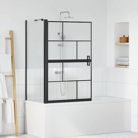 vidaXL Cabinet Cada De Baie Cu Ușă Pliabilă 80x68x129.5cm Sticlă Transparentă Neagră