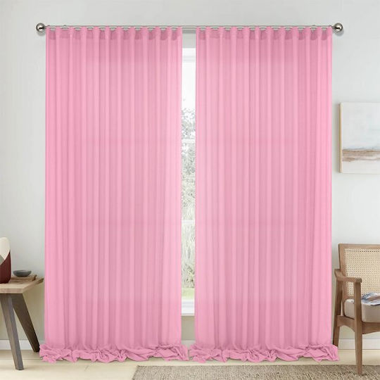 Lino Home Curtain with Pencil Pleat 1010 Pink 295x300cm