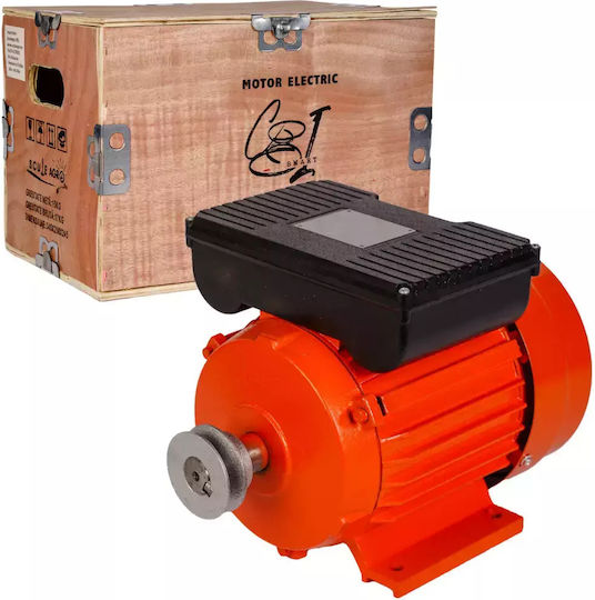 Motor Electric Monofazat 1.5 Kw 3000 Rpm Bobinaj 100% Cupru Carcasă Fontă Protecție Suprasarcină Fulie 57 Mm Cutie Lemn Inclusă Cobi Smart